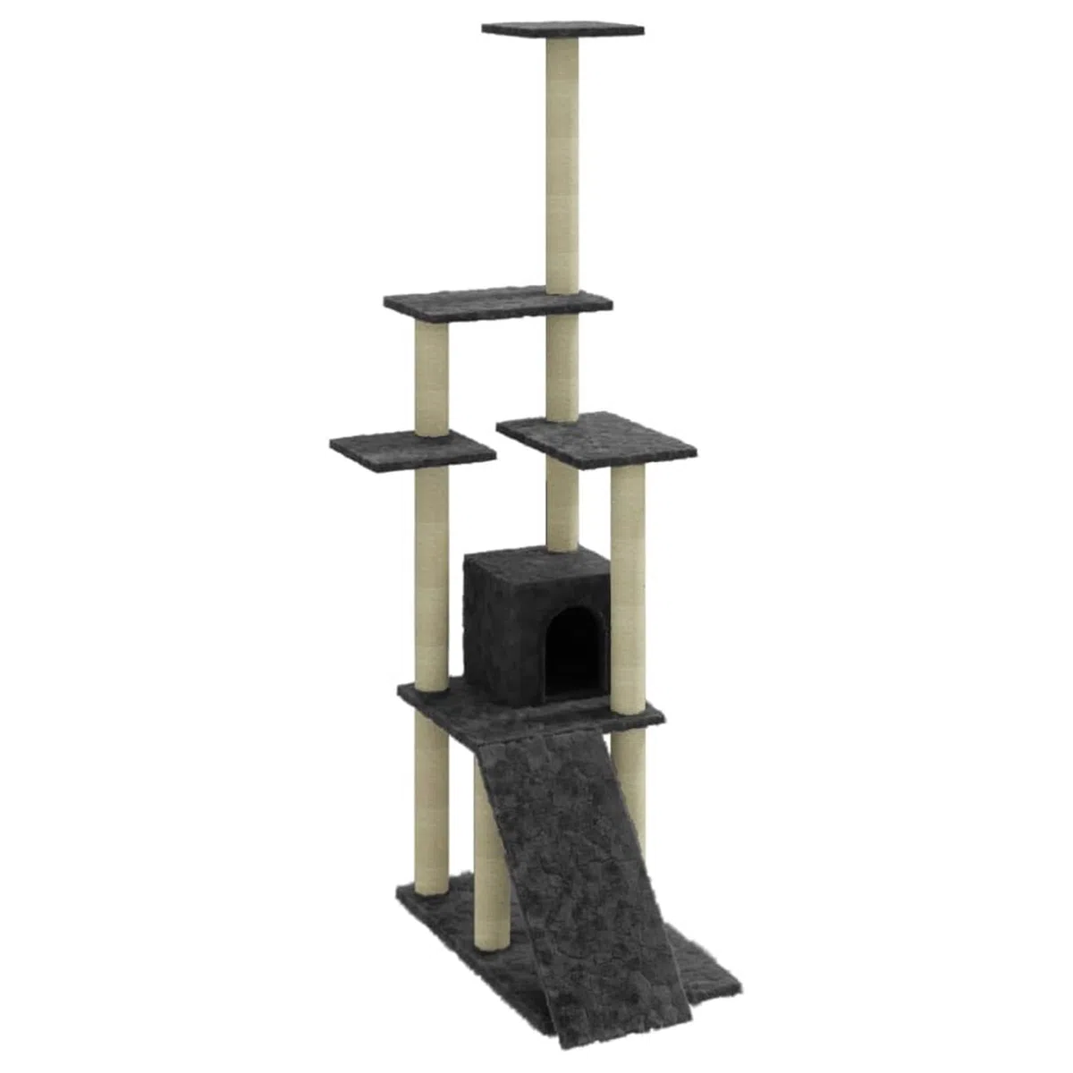 ShGaxin Rascador para Gatos con Postes de sisal, Arbol para Gatos, Gatos Accesorios, Arranhador para Gatos, Arbol Rascador Gatos, Gris Oscuro 155 cm