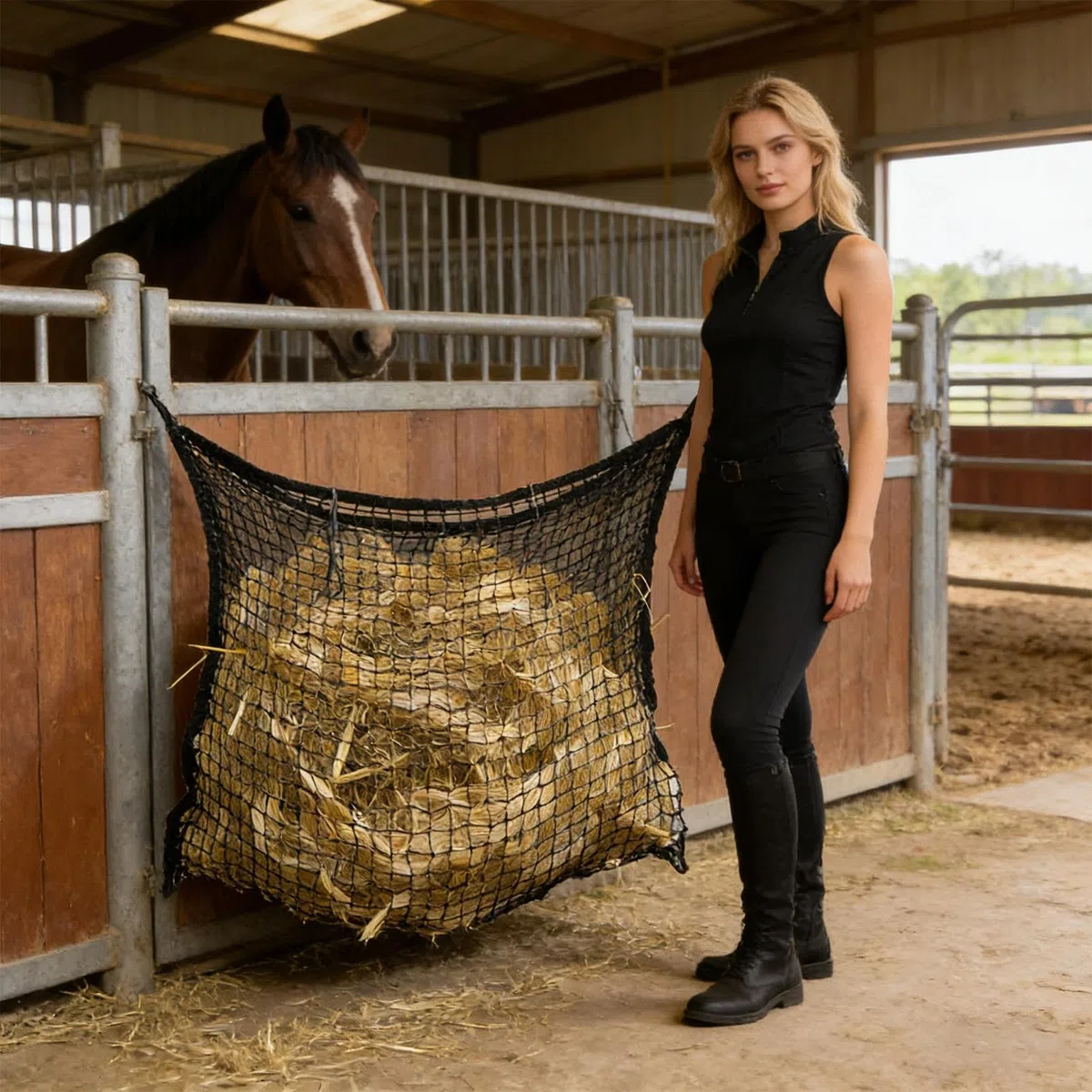 Bolsa de heno para caballo | Resistente al desgarro y a la picadura - Alimentador de heno para cabras - para Cabras Ovejas Recinto Graneros Cercas Remolques Establos
