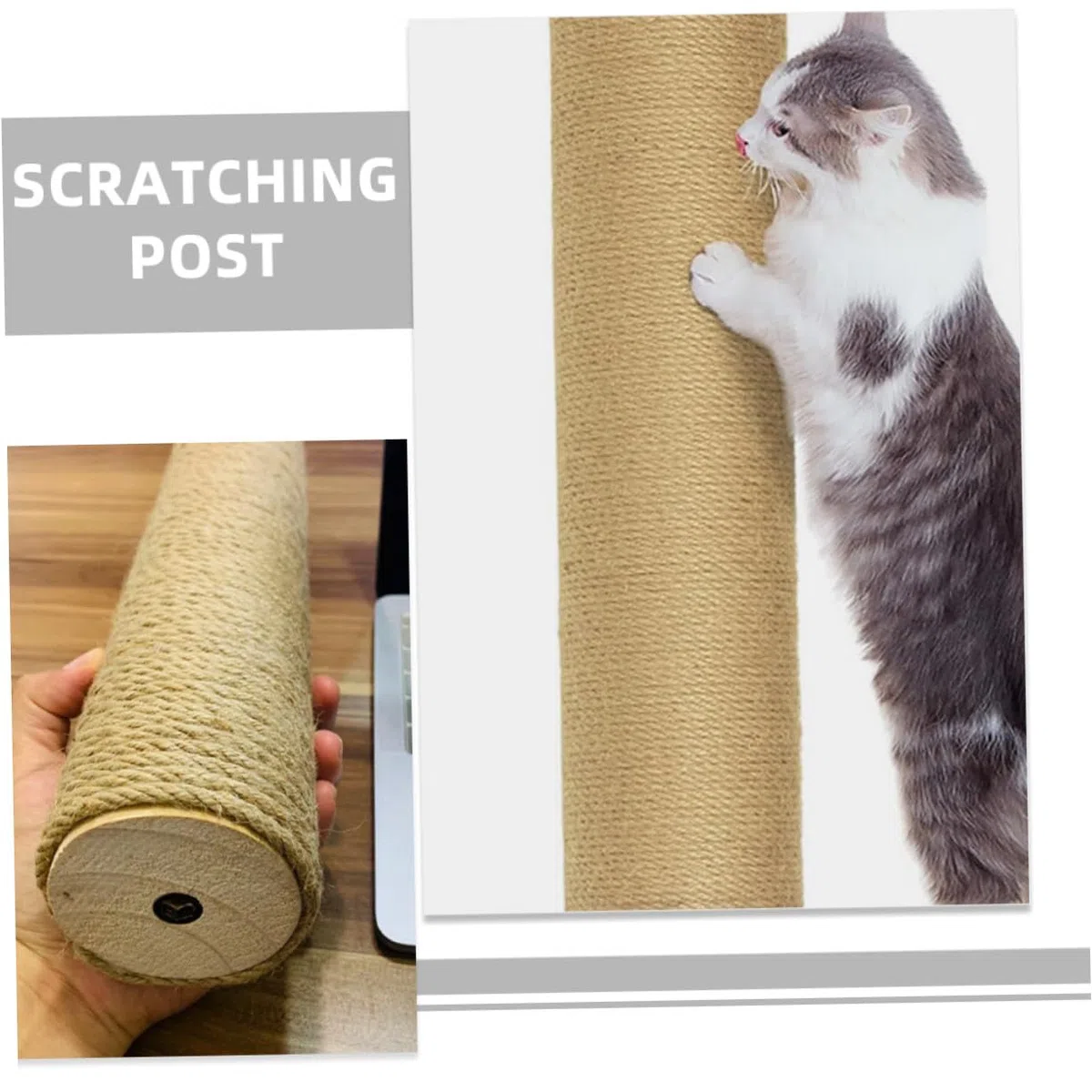 Poste Gatos para Yute Cuerda Madera Rascador