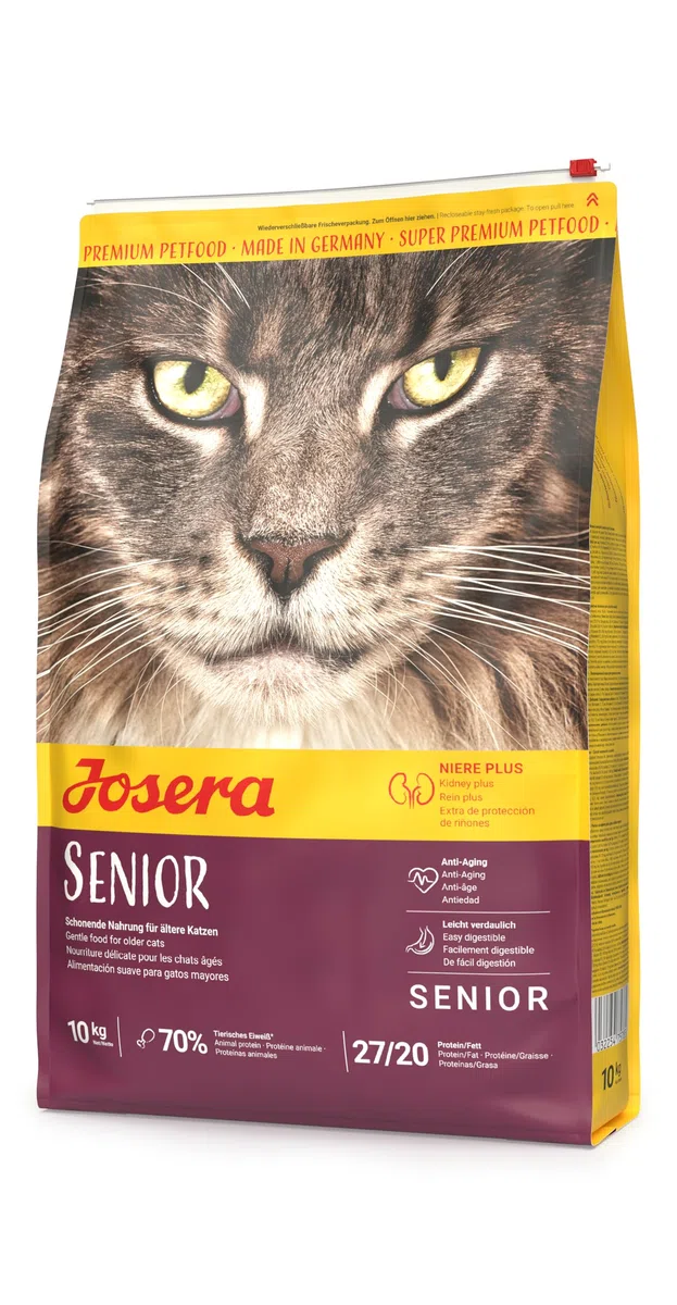JOSERA Senior (1 x 10 kg) | Senior | Pienso seco Gatos Mayores o con insuficiencia renal | Aves y arroz | Fácil de digerir | Sin Cereales | Comida para Gatos | Pack 1