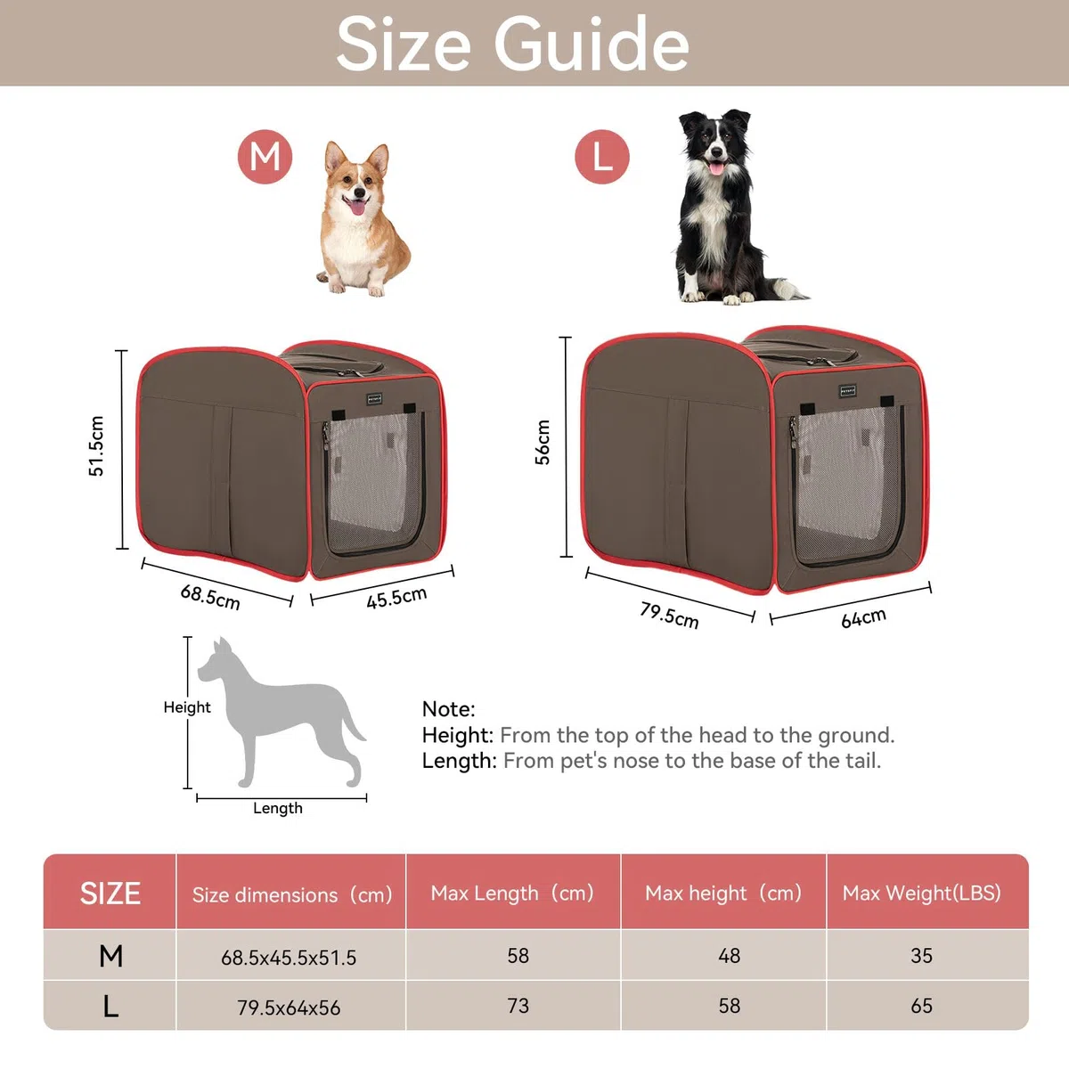 Petsfit Transportín de Perros portátil transportín para Perros Diseño Pop-up para Perros pequeños, medianos y Grandes con Alfombrilla de vellón