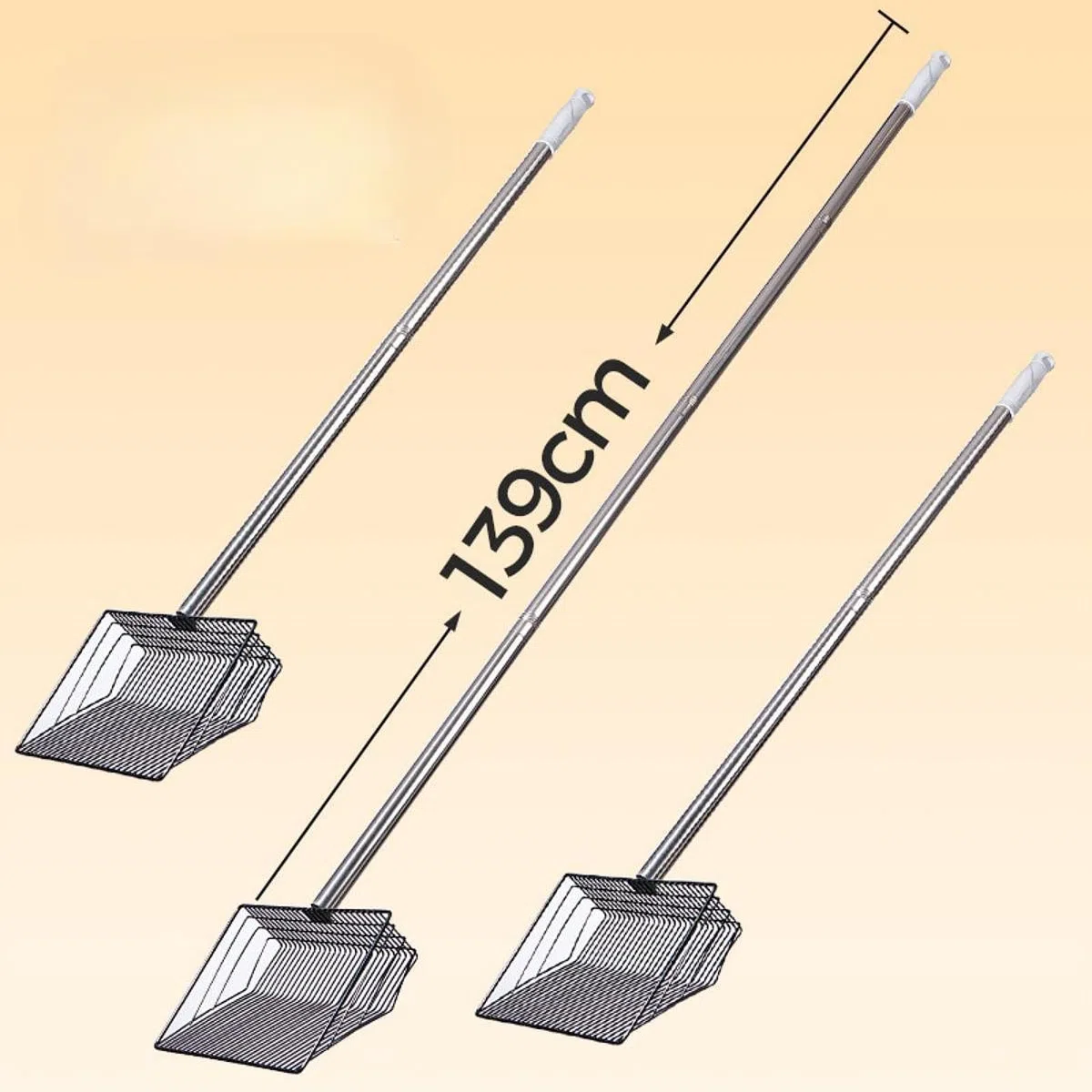 Paleta para Arena de Gato de Metal Separador de Residuos Accesorio para Gallineros Mango Ajustable Ergonómico Fácil de Colgar Adecuada para Mascotas G, 139 Cm