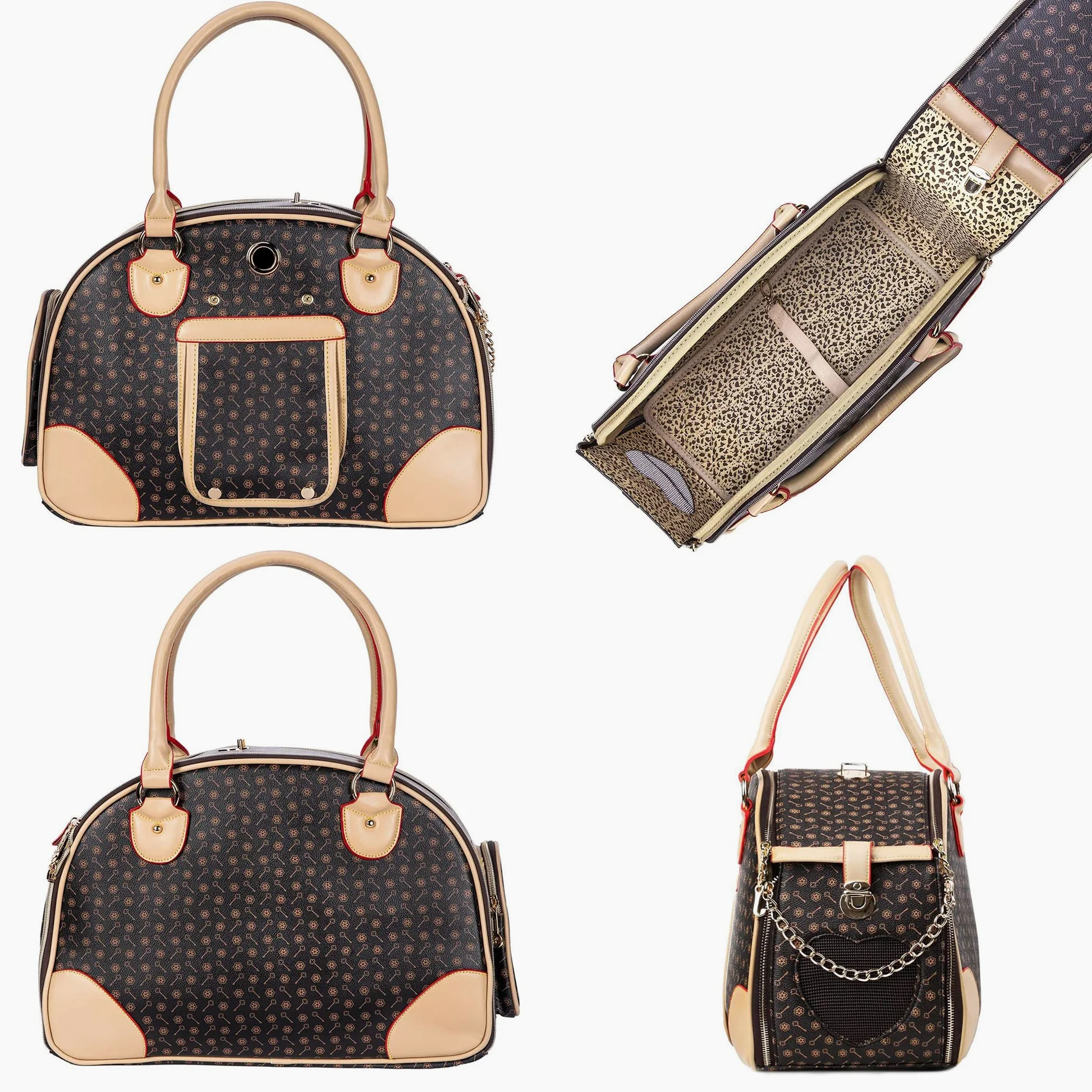 Adriene's Choice Transportador de Mascotas de Lujo, Bolsa de Transporte para Cachorros, Bolsa de Transporte para Gatos, Impermeable, de Piel sintética, Viajes al Aire Libre,