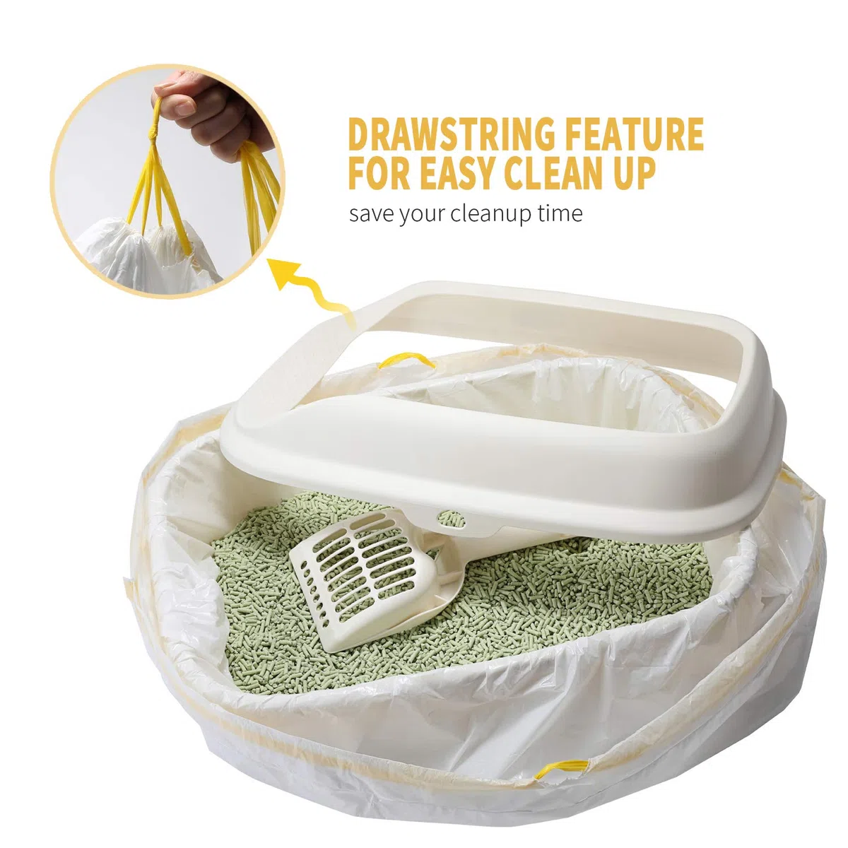 KONE Bolsas para Arena para Gatos, Bolsas para Arena para Gatos con cordón Grueso, Suministros duraderos para Mascotas, 14 Unidades