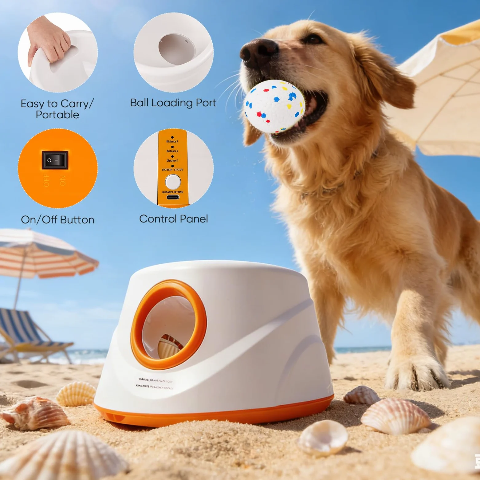Máquina lanzadora de pelotas para perros con 3 distancias (6 m-14 m), incluye 3 pelotas de tenis robustas, lanzador de pelotas para perros, lanzador de pelotas interactivo automático para perros