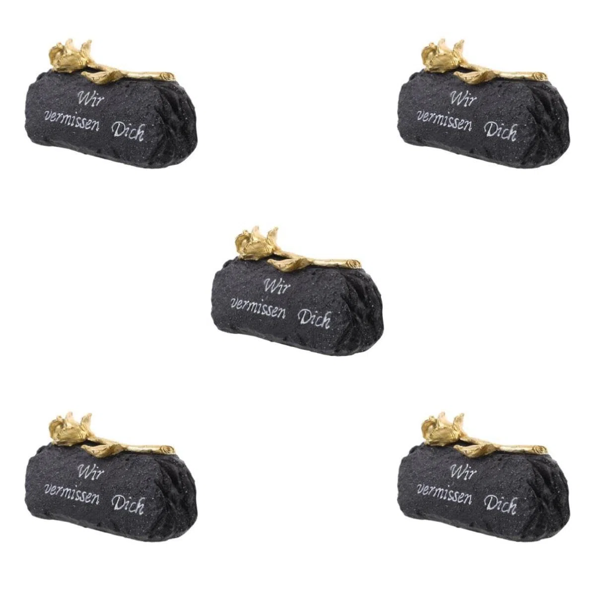 Abaodam 5 Piezas Lápida Conmemorativa de Resina Negra para Decoración de Luto en Exteriores Adecuado para Jardín y Césped