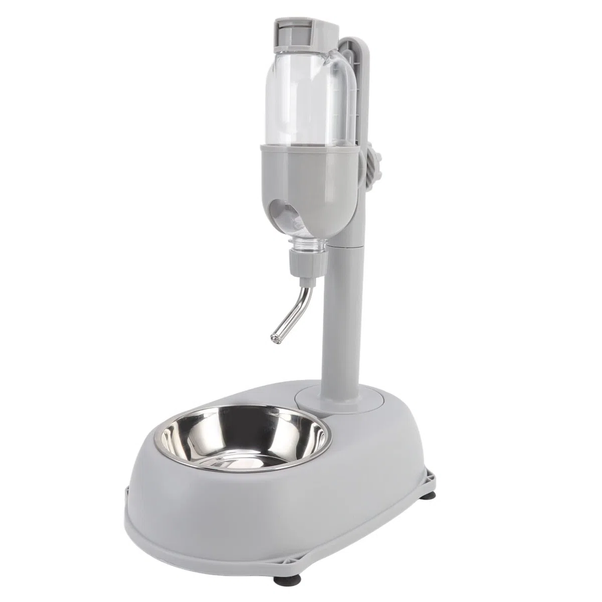 Dispensador de agua para mascotas, cuenco dispensador de agua de pie para mascotas, 2 en 1, 500 ml, altura desmontable multifuncional, poste de agua automático con soporte para perros y gatos