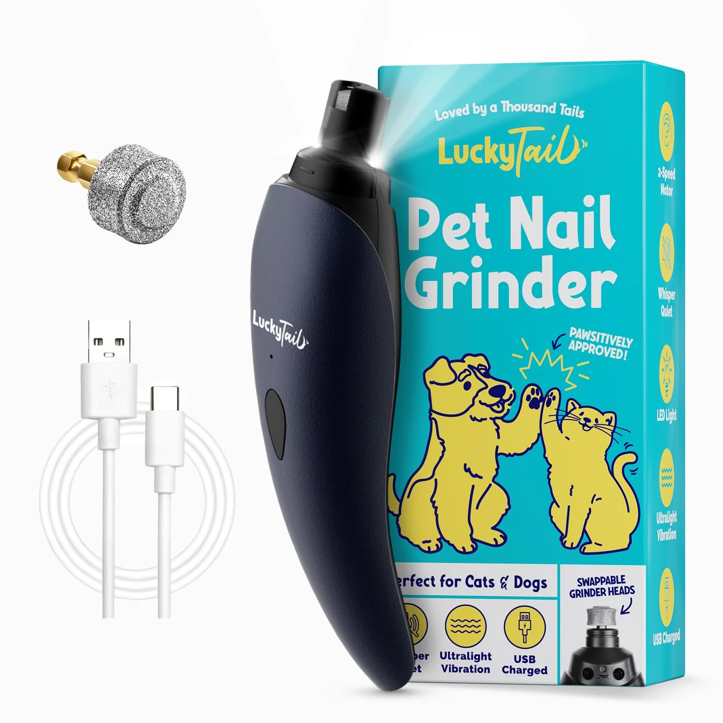 LuckyTail - Molinillo de uñas para perros y gatos, color azul oscuro