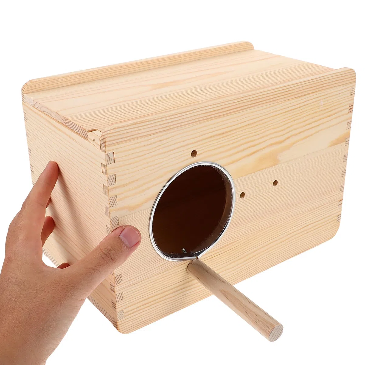 SHINEOFI Caja de Cría de Loros Nido Colgante Madera Maciza para Jardín Patio Nido de Cría para Periquitos y Cacatúas