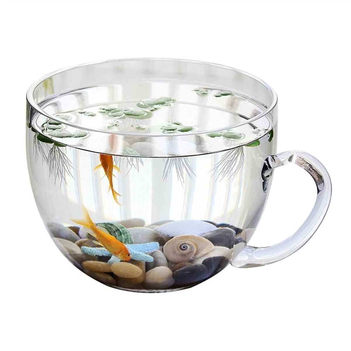 Pecera Pecera en Forma de tazón Grande con asa, Tanque de Acuario de Vidrio, Mesa Transparente Engrosada, pecera, Tanque ecológico, Adornos de Mesa Acuario