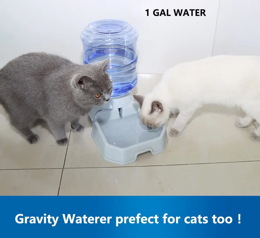 Comedero automático para perros y gatos, dispensador de agua, comedero de alimentos por gravedad y bebedero, juego con cuenco de comida para mascotas para perros medianos, cachorros, gatitos, 1 galón