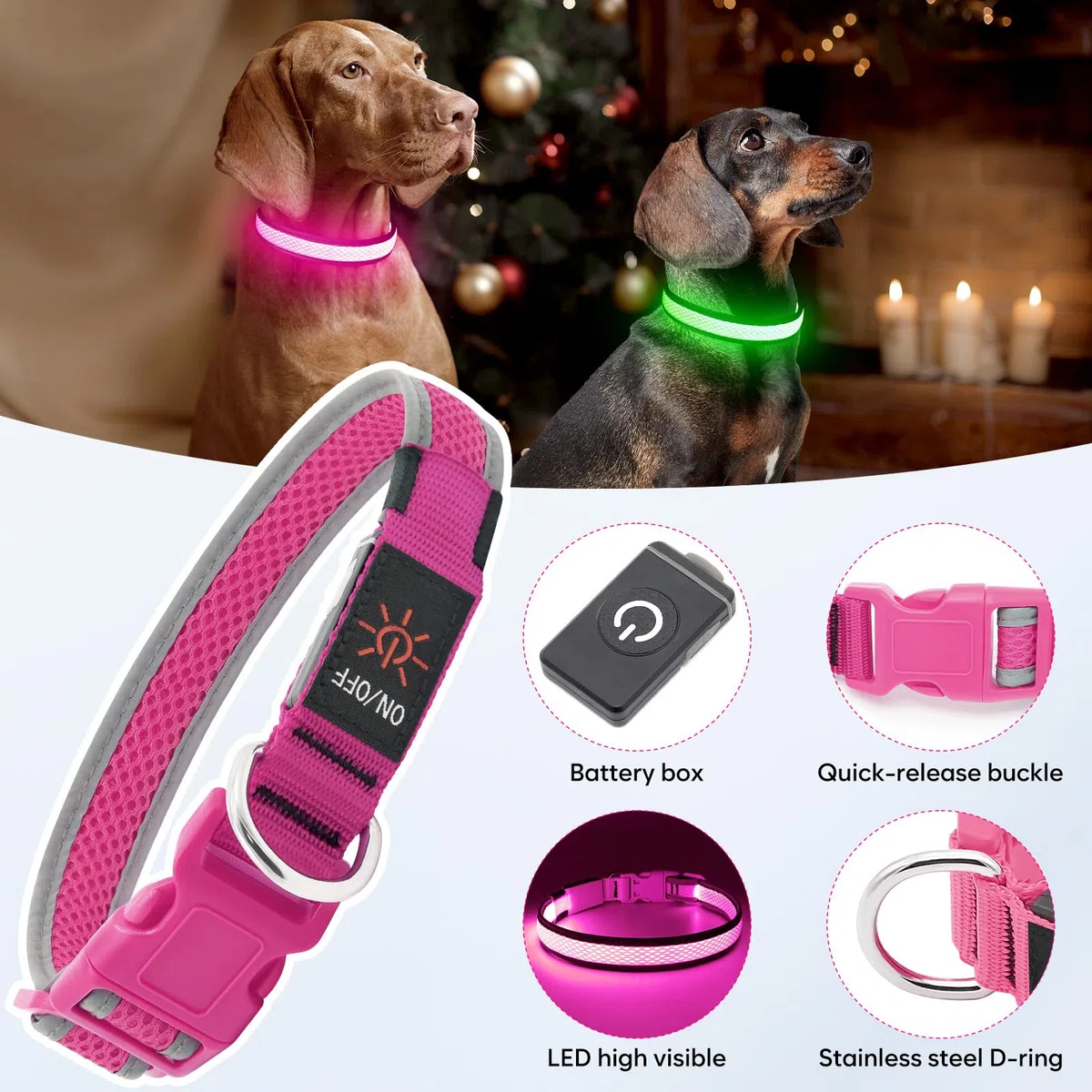 SNUNGPHIR Collar para Perro con Hebilla, Collares Ajustables para Cachorros, para Perros pequeños, medianos, Grandes, ESXQ-JS-1029-165