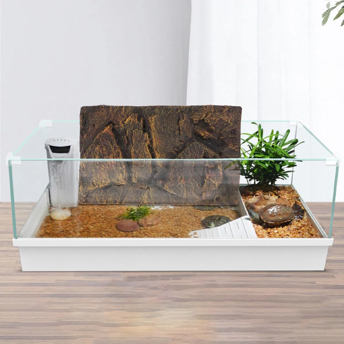 LALAFINA Fondo Decorativo para Terrario de Reptiles 3D en PU, Tablero de 2 Piezas Aspecto Natural y Alta Simulación para Acuarios y Cajas de Reptiles
