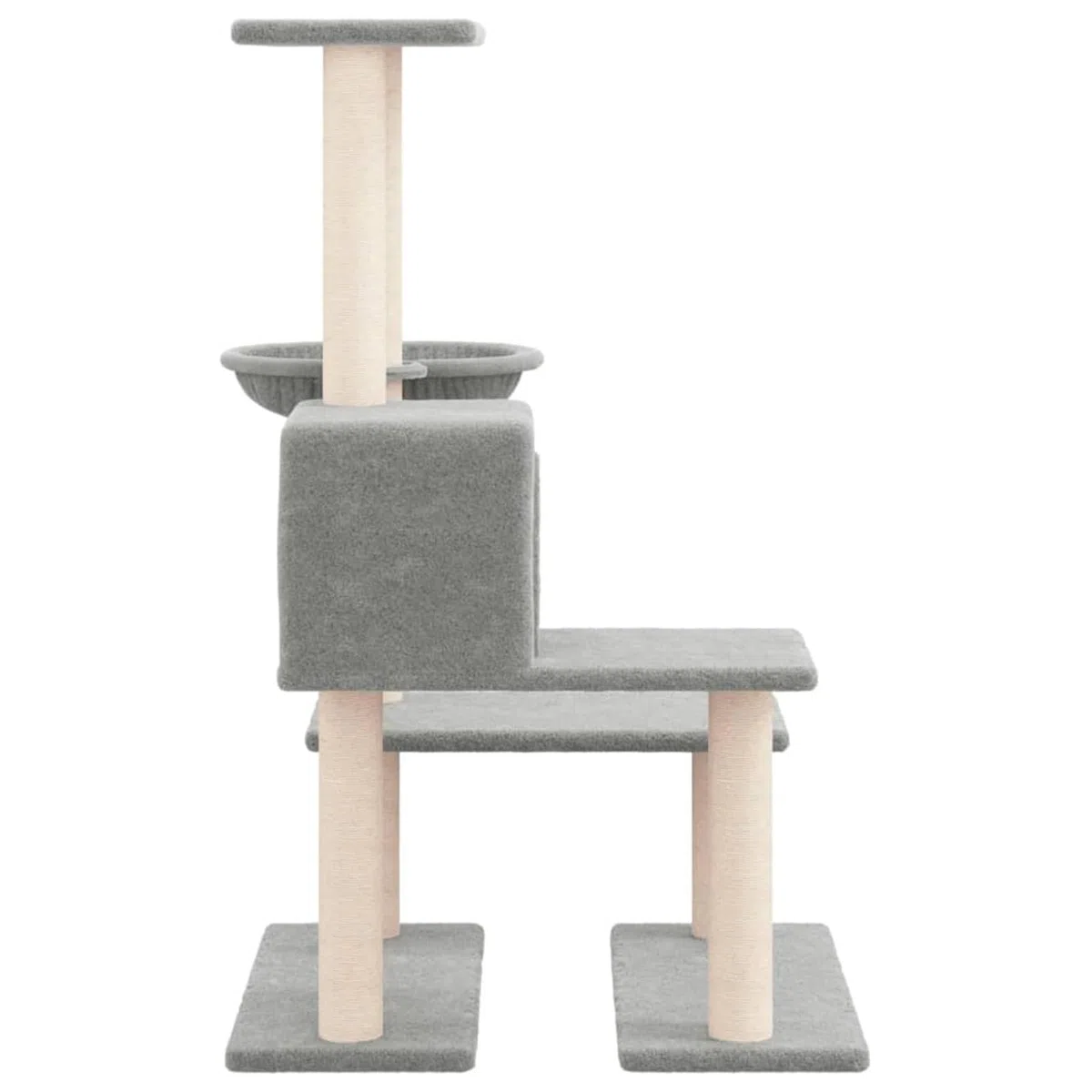 LAPOOH Rascador para Gatos con Postes de sisal, Rascador Gato, Arbol Rascador para Gatos, Gatos Accesorios, Torre Gatos, Arranhador para Gatos, Casa para Gatos, Gris Claro 94,5 cm