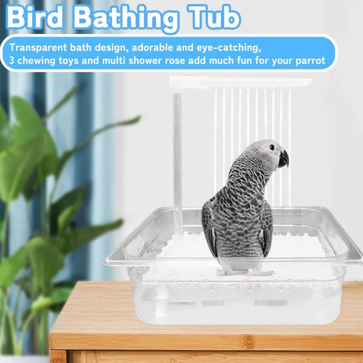 Bañera con Ducha para Pájaros, Sistema De Agua Circulante Automático, Fuente De Baño para Loros, Jaula para Pájaros, Ideal para Periquitos, Cacatúas, Cotorras, Loros Grises Africanos Y Mascotas