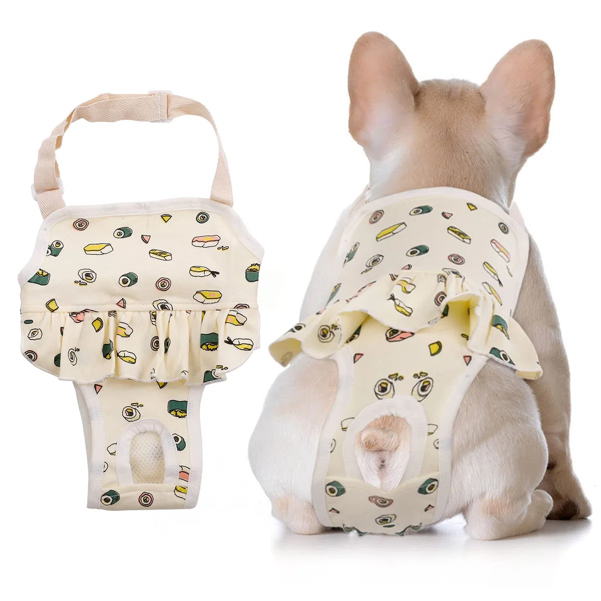 QBLEEV Pañales sanitarios lavables para perros femeninos con tirantes ajustables, pañales reutilizables para perros machos en celo, bragas de algodón para cachorros, ropa interior para perros, bulldog