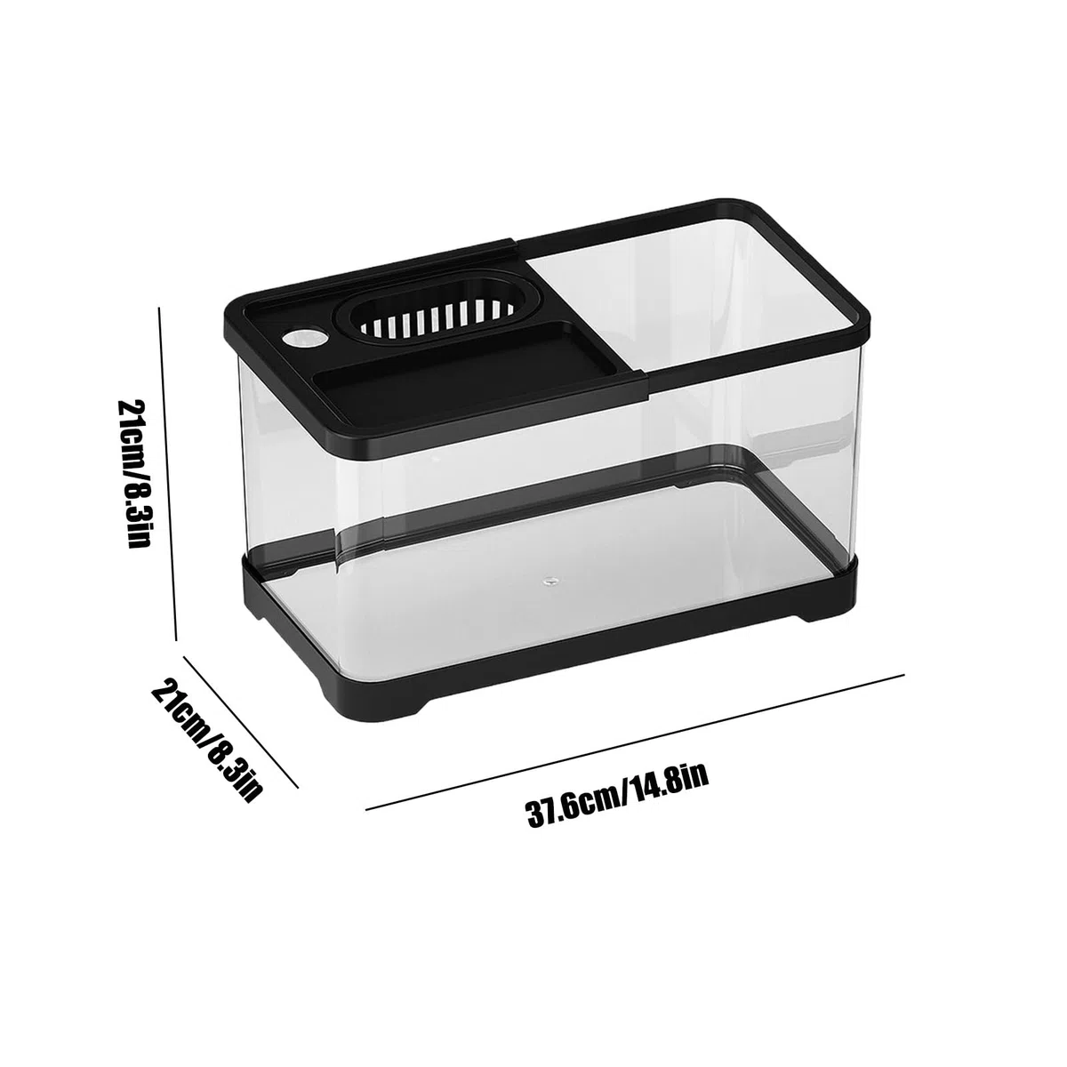 Kit de iniciación de pecera, Acuario de Vidrio con de Filtro, Tanque de con Accesorios de decoración de luz LED, Kit de Paisaje subacuático, Juego de Acuario de Vidrio Compacto para Sala
