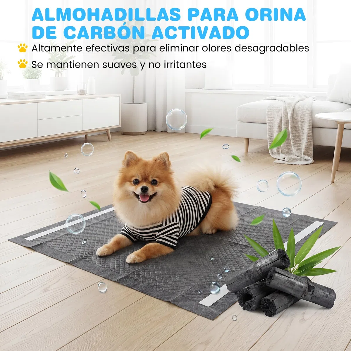 COSTWAY Empapadores Perros, 60 x 60 cm (150 Unidades), Almohadillas de Adiestramiento de Perros y Cachorros, Diseño 6 Capas, Carbón para Control de Olor, Antifugas, Absorbentes, Secado Rápido, Negro