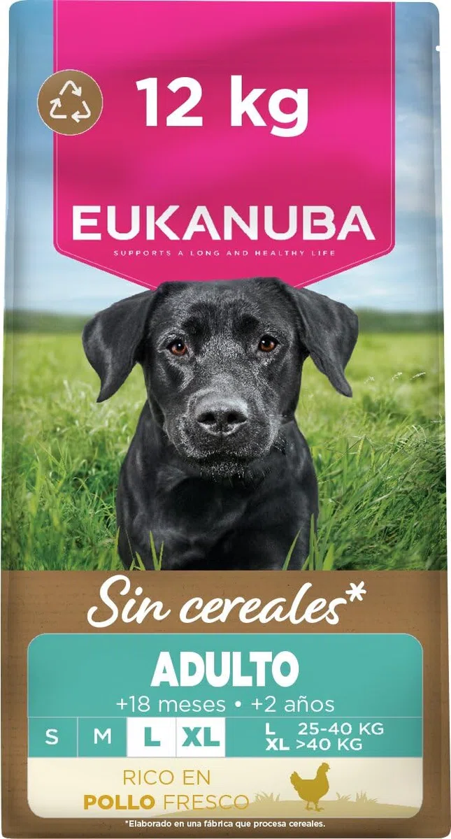Eukanuba, alimento para Perros sin Cereales con Pollo para Razas Grandes - Alimento seco Premium sin Cereales para Perros Adultos, 12 kg