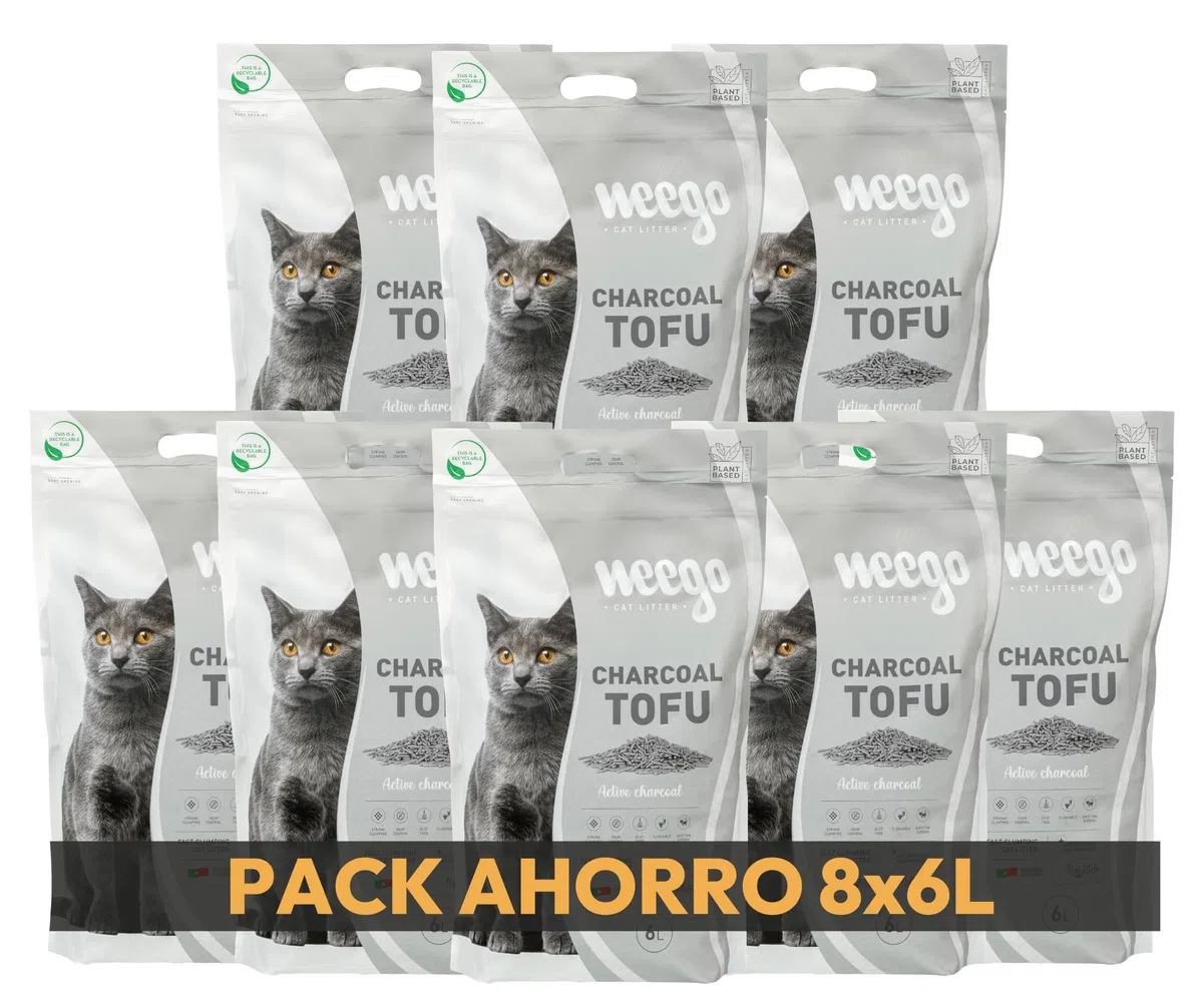 Weego Cat Litter Charcoal Tofu 6L (8 Unit Pack Ahorro)