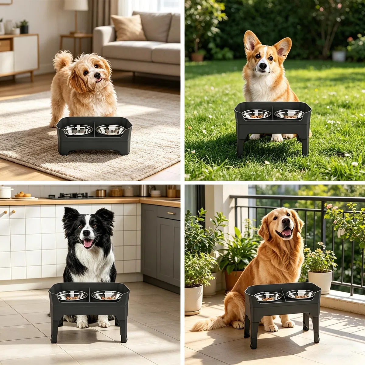 s Elevados Para Gatos Antiderrame de Acero Inoxidable | s Con Soporte Cachorros Comer Beber Entrenamiento Cocina Al Aire Libre Viajes Camping Patio Trasero Jardin Exterior