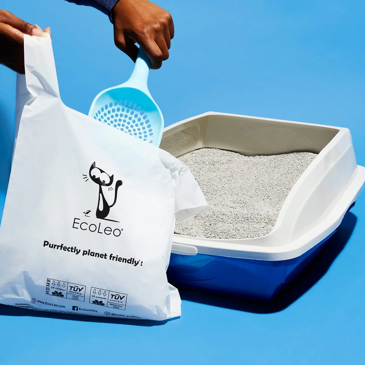 Bolsas para excrementos de basura para gatos, extragrandes, compostables, sin plástico, gruesas, a prueba de fugas, bolsas para excrementos de mascotas y perros con asas fáciles de atar, 10.5 x 18.5