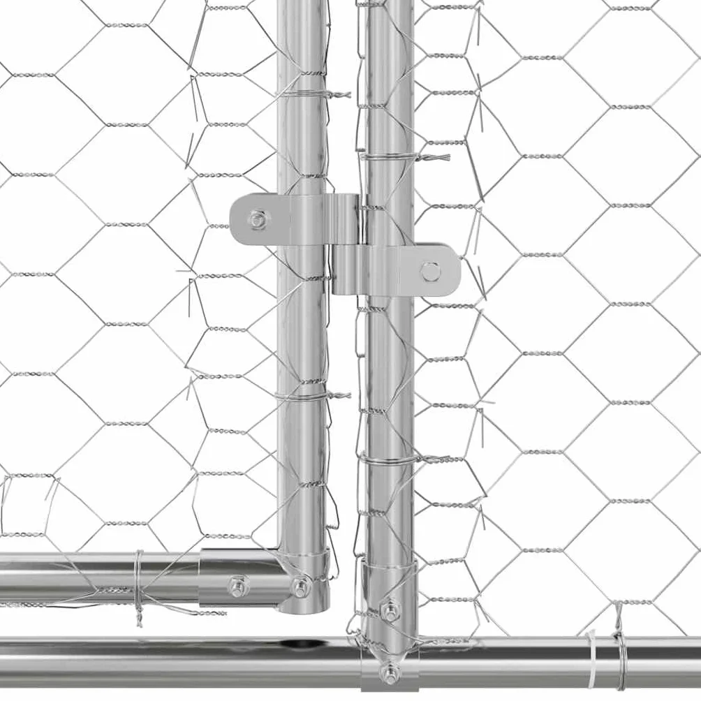 Jaula para perros, 4 unidades, acero galvanizado plateado, 8 x 2 x 2 m, recinto exterior con sistema de cerrojo, plegable y ampliable, protección segura para cachorros y perros en el jardín o