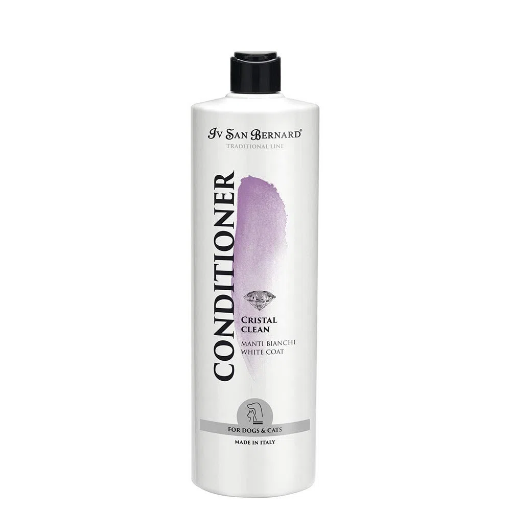 Bálsamo Cristal Clean - Crema para Perros y Gatos - 1 L - Contribuye a Restituir la Suavidad al Pelo Reseco - Aporta Nutrición y Protección - Específico para el Pelo Blanco - IV San Bernard
