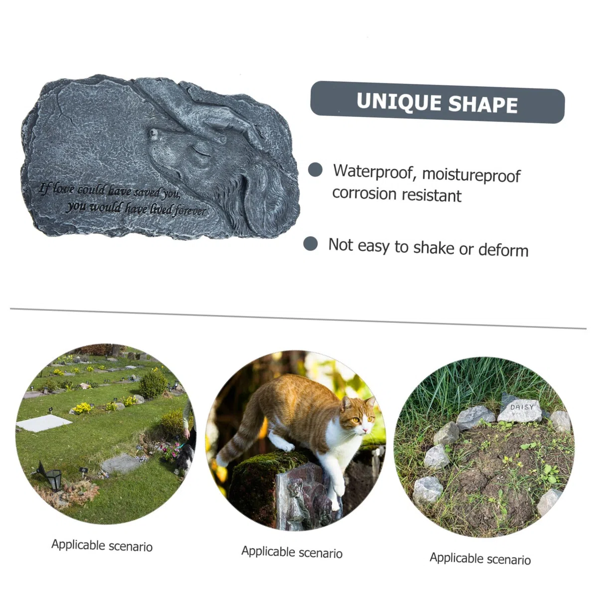 WOONEKY Lápida Conmemorativa de Resina para Mascotas, Figura de Jardín