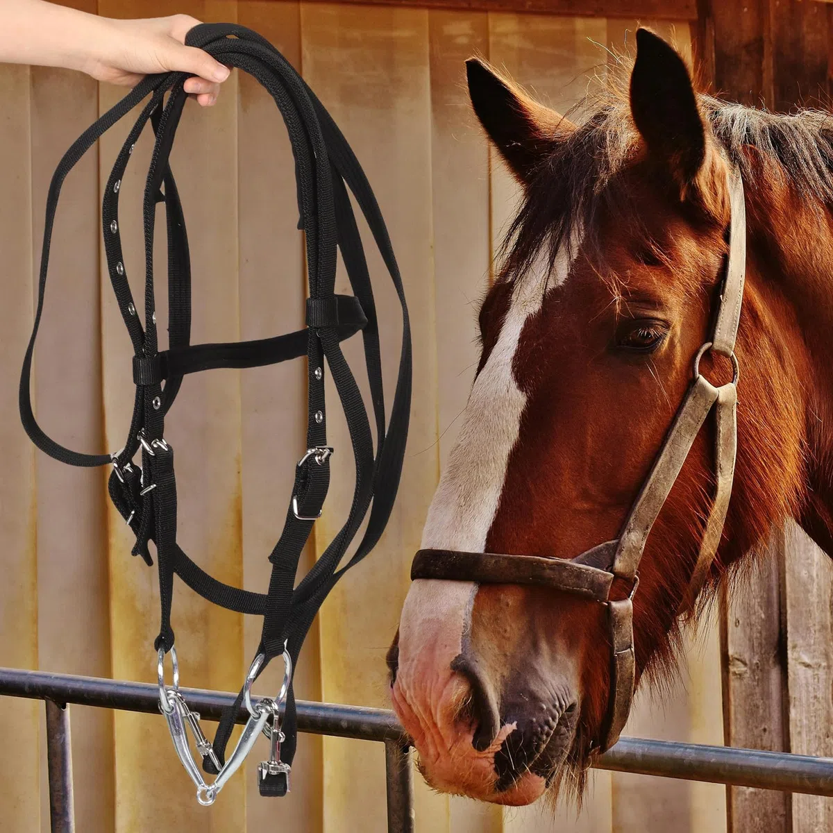 Cabestro de Cuerda para Caballo de Nylon Ajustable para Entrenamiento y Equitación en Establos y Paseos Cómodos