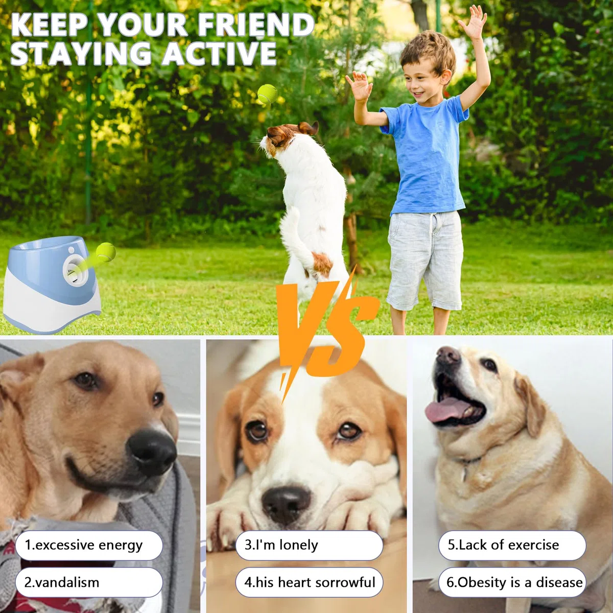 Máquina de lanzamiento de bolas para perros, máquina automática para lanzar bolas con 6 pelotas de tenis, juguete para perros, lanzador de pelotas, 3 distancia de lanzamiento intermedio, juguete