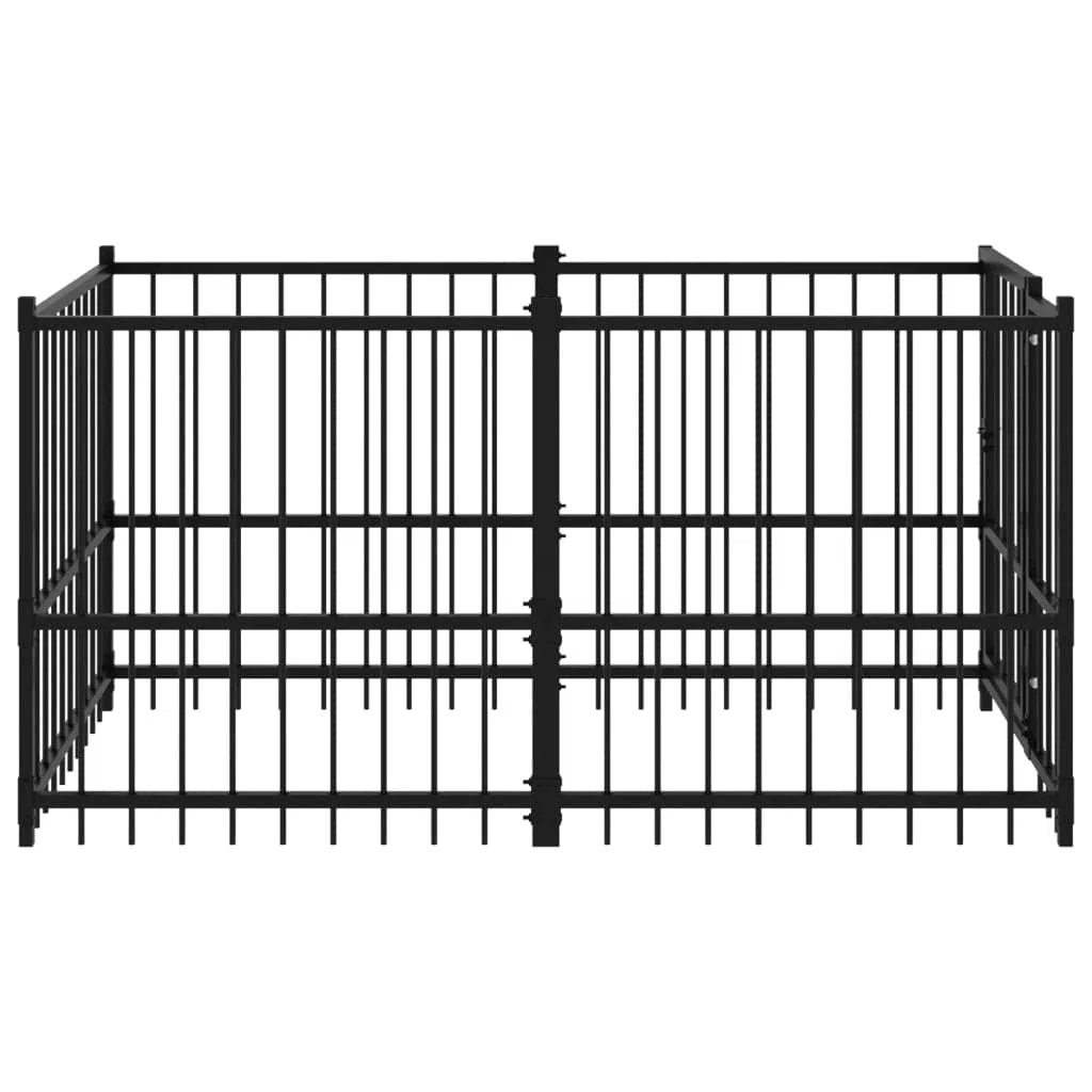 Perrera negra de acero con recubrimiento en polvo, 193,5 x 97 x 100 cm, con puerta y cerradura, cercado para cachorros y perros, protección y seguridad en el jardín