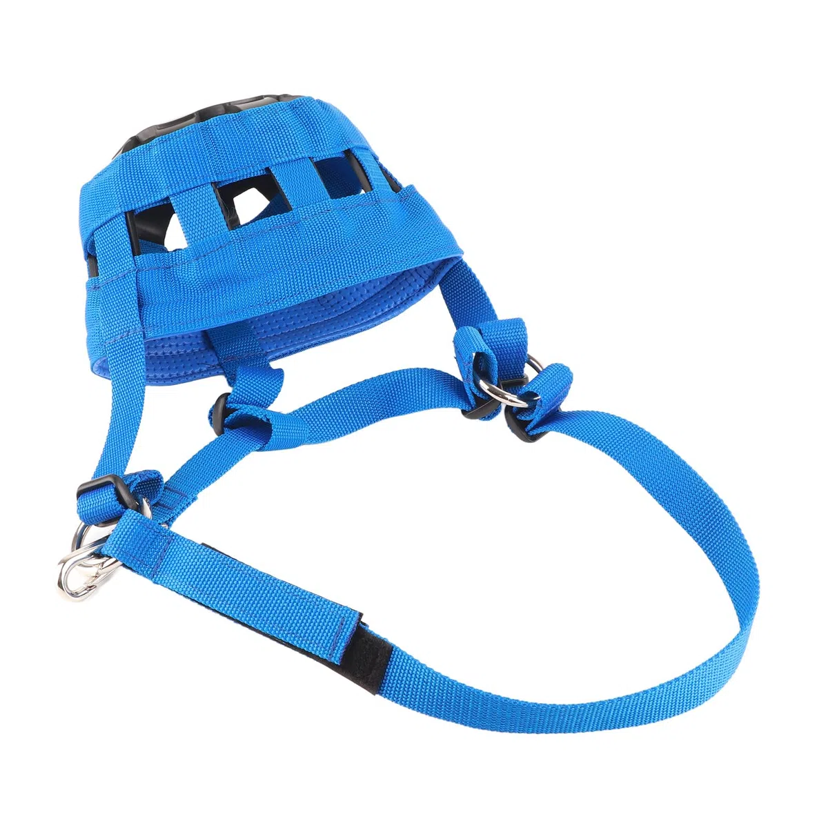 DOACT Bozal de pastoreo de caballos, cabestro antimordeduras, cuello de cabeza de nailon azul de tamaño pequeño con cierre ajustable, tachuelas ecuestres de campo seguro