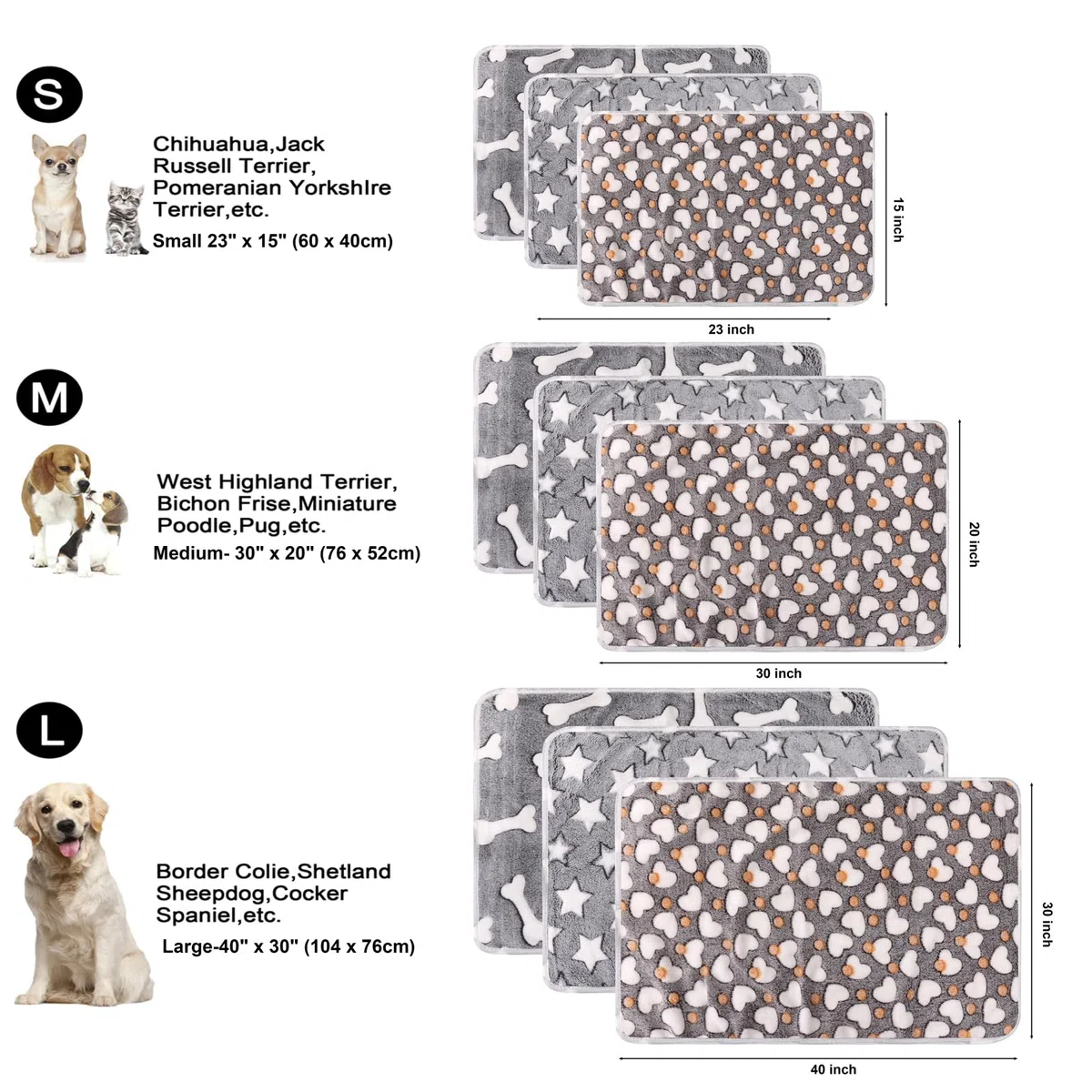 Paquete de 3 mantas para gatos y perros, manta de franela de forro polar suave y cálida para mascotas, gran manta para dormir para cachorros, gatos, perros pequeños, medianos y grandes, linda estrella