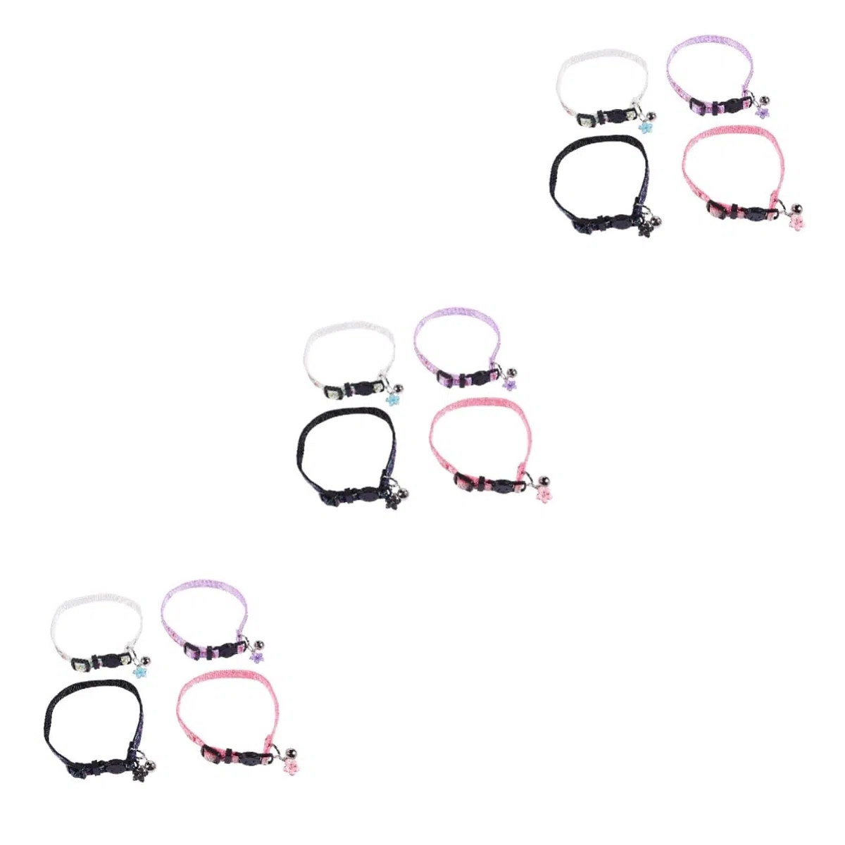 Kisangel 12 Piezas Collar de Gato Cat Collar decoración Floral callar de Perro Ajustable capacitación Collar de Mascota Lazos para Mascotas Gato Mascota Cuello Cadena de Mascotas Nylon