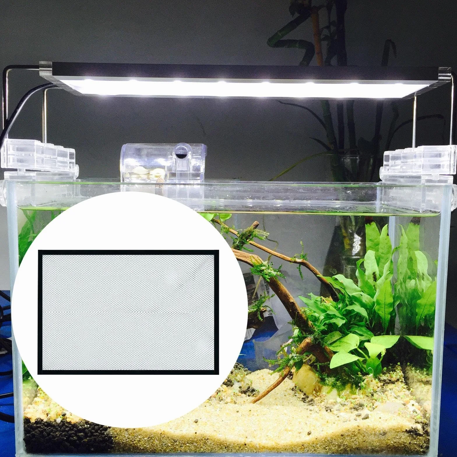 Red de Acuario Protector para Tanque de Peces Cubierta con Malla Fina Antibrincos Fácil de Ensamblar Y Duradera Adecuada para Mascotas Acuáti