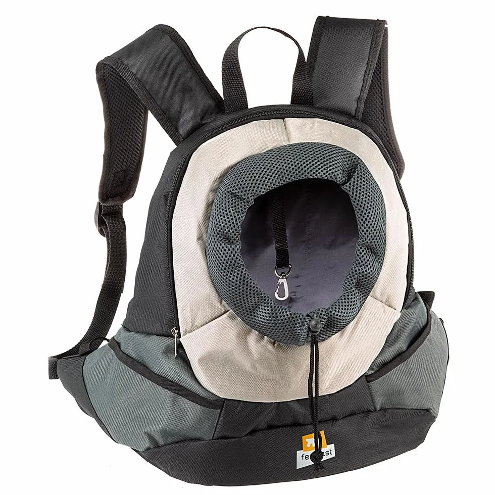 Ferplast Mochila para Gatos KANGOO, Transport Perro, Mochilas, Gatos, Correas Ajustables, Correa de Seguridad, Máx 6 Kg, 37 x 16 x 36,5H cm, Gris