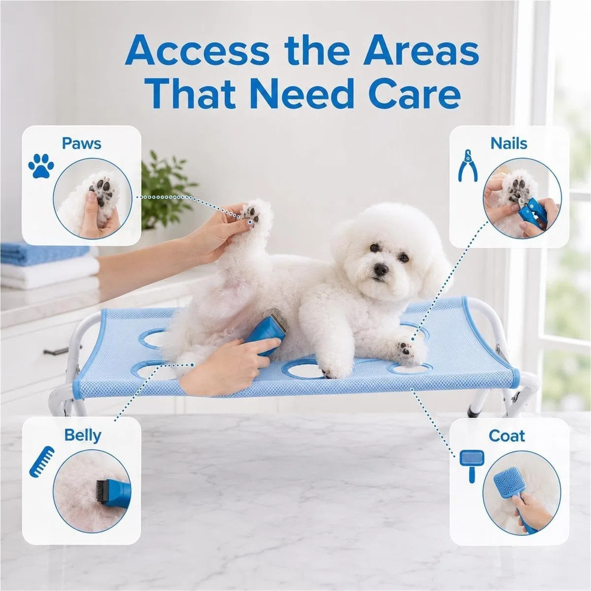 Soporte de Baño Plegable para Perros Mesa Peluquería Mascotas hasta 20kg