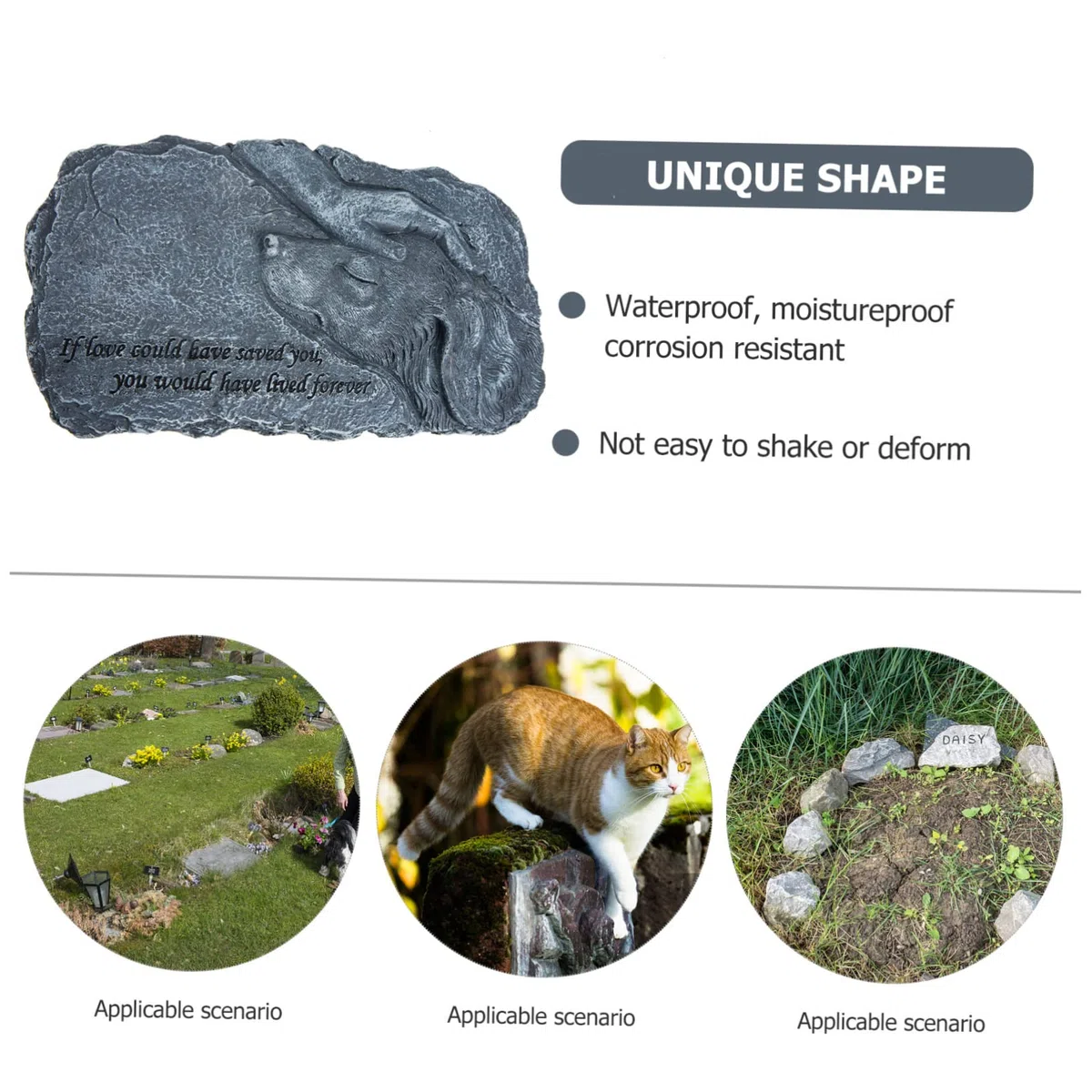 COLLBATH Lápida Conmemorativa para Mascotas De Resina, Estatua Artesanal Tamaño Artificial, Decoración para Jardín y Exteriores, Recuerdo Amoroso para Dueños De Perros y Gatos