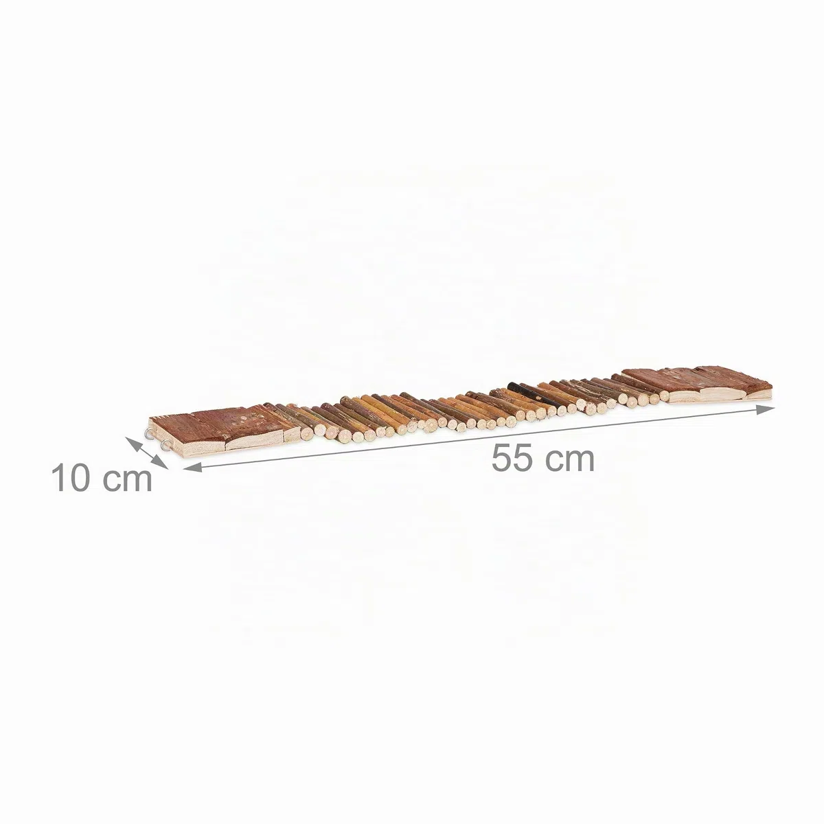 Relaxdays - Puente de Madera para roedor, Lote de 10, Flexible, Ojales para Colgar, Escala Jaula, pájaros, Chima, HLP, 1,5 x 55 x 10 cm, Naturaleza