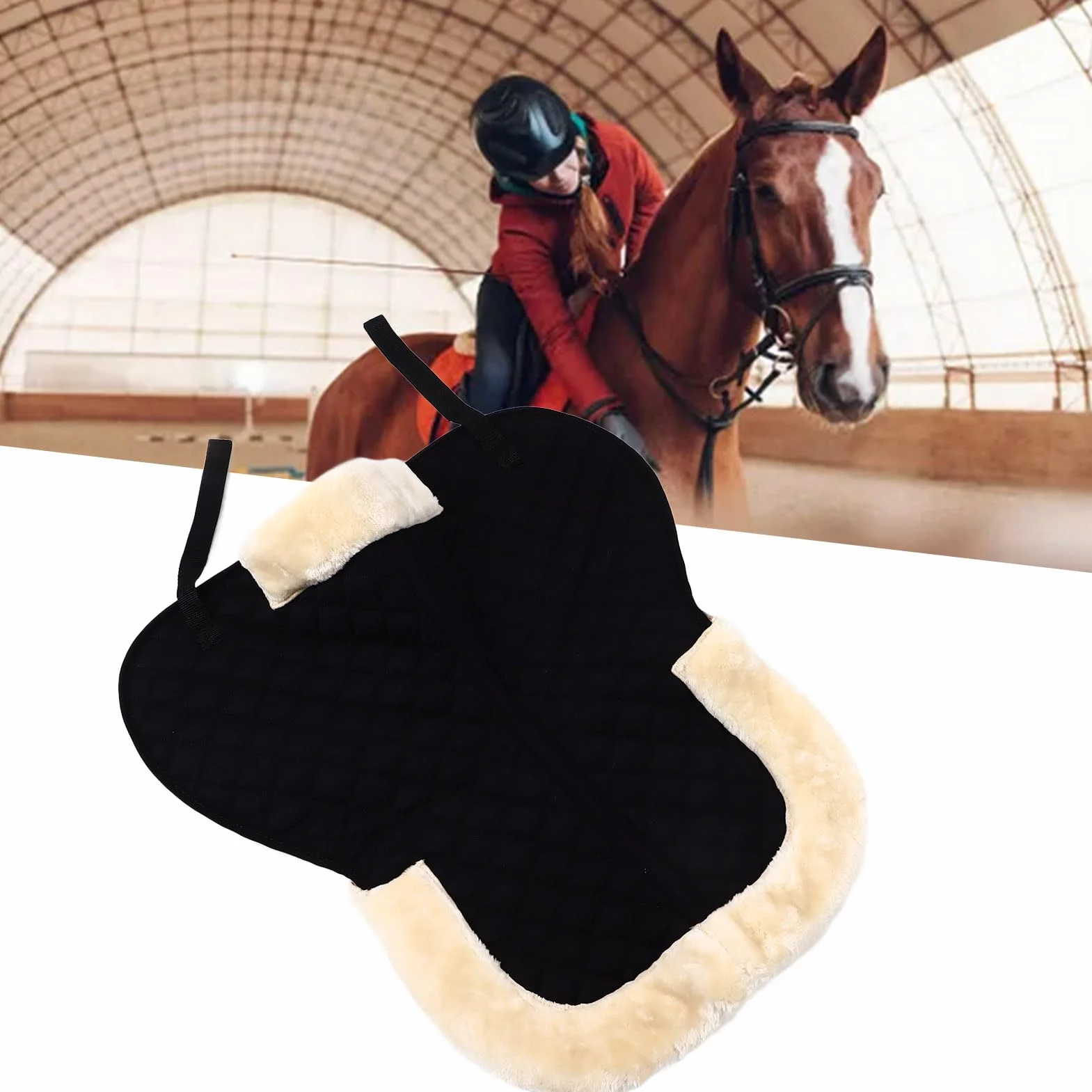 Qcwwy Almohadilla para Tachuelas para Caballos, Almohadilla para Silla de Montar para Montar a Caballo Multifunción, Manta de Algodón para Silla de Montar, Cojín Acolchado para Silla