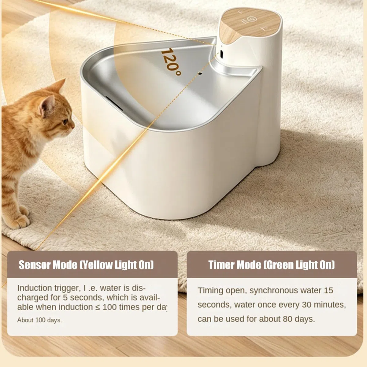 Fuente De Agua Para Gatos Bandeja de Acero Inoxidable Recargable USB, 1.6L | fuente de agua para perros Para Salón Balcón Tienda Mascotas Exterior Perro Cachorro Y Gatito