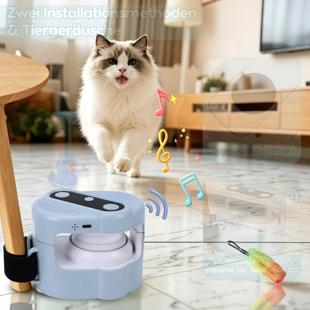 VINGVO Juguete interactivo para gatos, cinta de correr para gatos, juguete eléctrico con mando a distancia (azul claro)