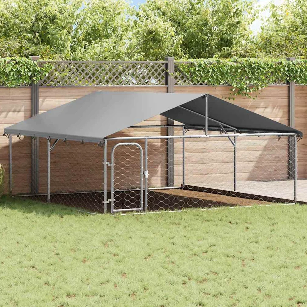 Gran caseta para perros al aire libre con techo 300 x 300 x 150 cm de acero galvanizado, polietileno resistente a los rayos UV, protección y seguridad para cachorros, camping, jardín, uso en