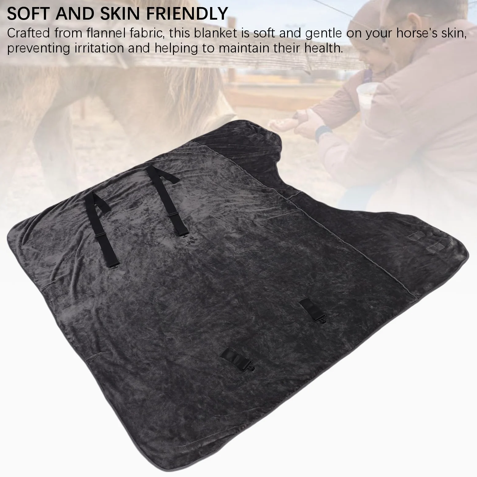 Manta gruesa de invierno con relleno de franela suave que protege de mordeduras para granja, 1 abrigo cálido para caballos