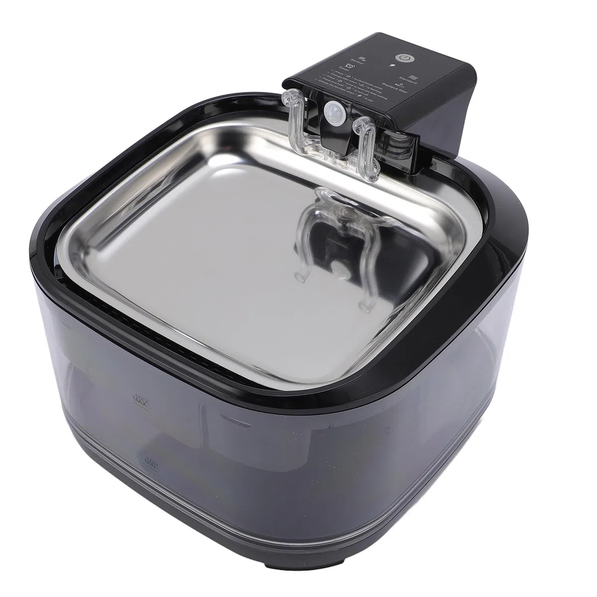 Fuente de Agua Automática Silenciosa para Mascotas de 4,5 L para Perros y Gatos, Cuenco de Acero Inoxidable, de Filtración Inteligente, Ideal para Uso Doméstico (Black)