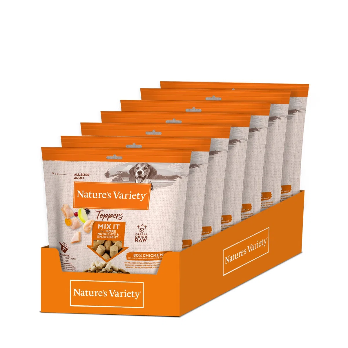 Nature's Variety - Freezed Dried - Toppers para Perros con Pollo - Caja de 7 x 120g - Total 840g