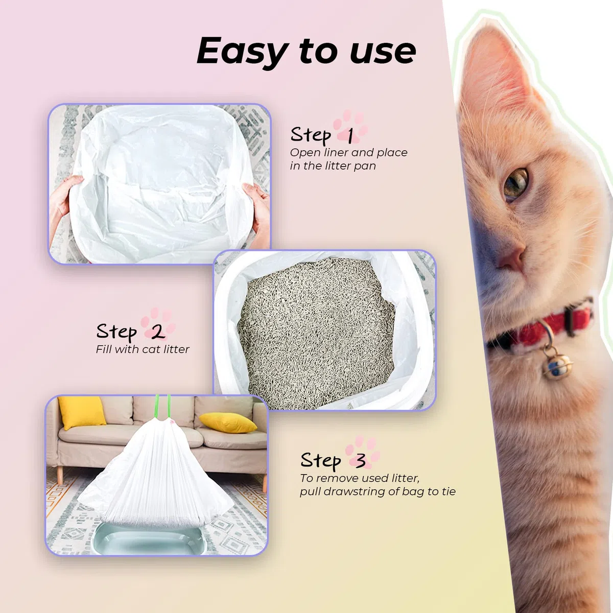 Bolsas de arena extra duraderas, de 20 unidades, de 41 x 19 x 4 mil, con cordón, para caja de arena de gatos, sin perfume