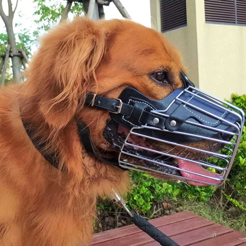 Bozal para perros de razas medianas y grandes, antiladridos y resistente a las mordeduras, para entrenamiento y prevención de masticación, ajustable y cómodo