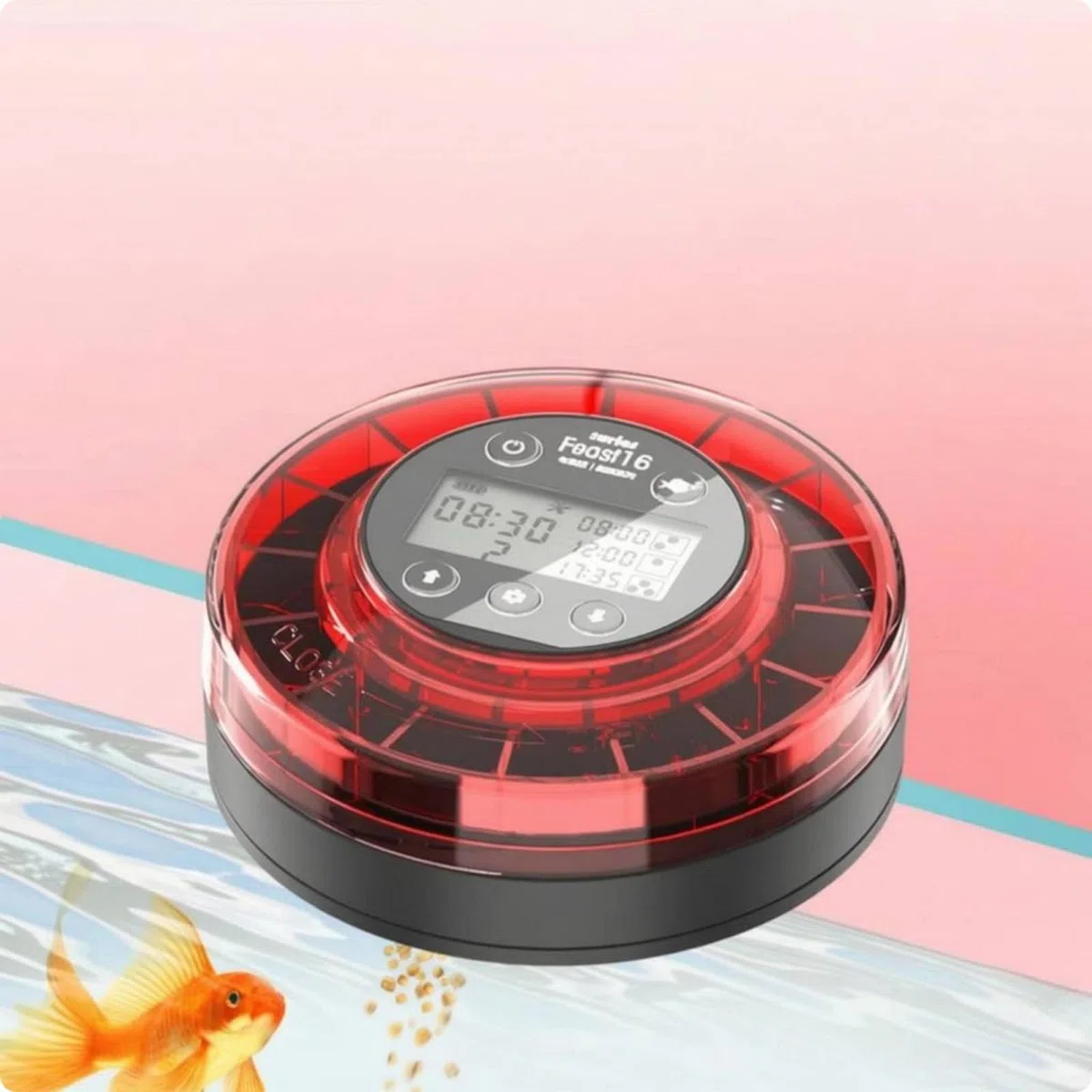 Alimentador Automático Peces Control Preciso Dispensador Automático Comida Peces a Prueba de Humedad Alimentador, Rojo, Style to 1
